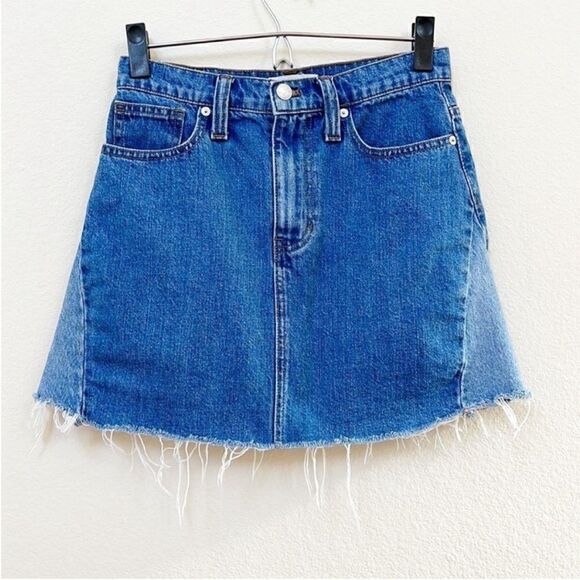 Madewell Rigid Denim A-Line Mini Skirt Pieced Edition - Picture 2 of 12